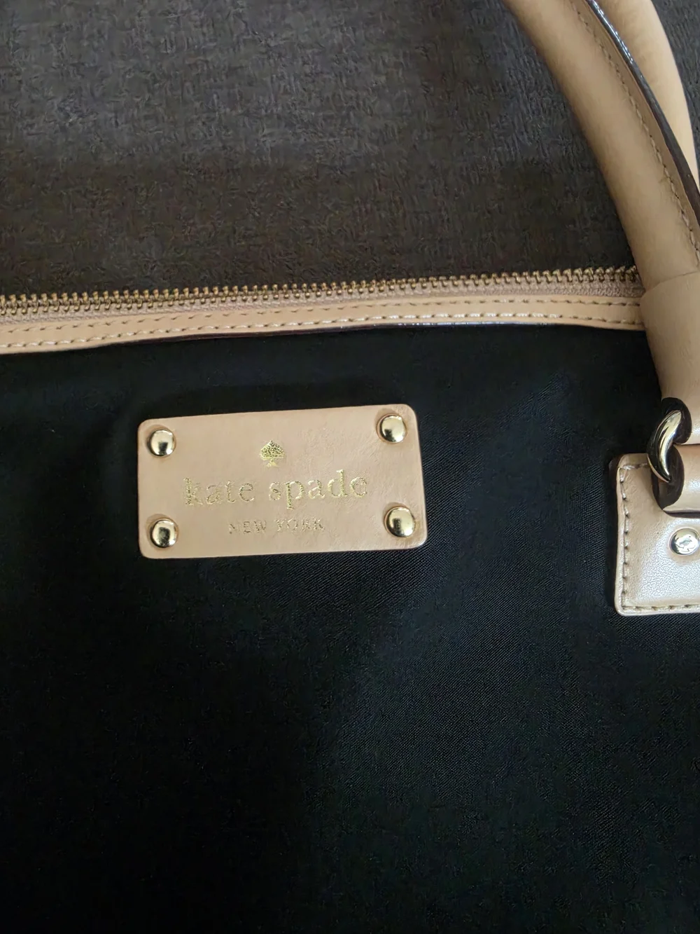 Kate Spade Kennedy Park Calista laptop bag in black nylon with tan leather trim - Picture 6 of 10